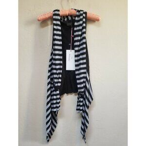 New Love Letter by One Life Waterfall Shrug/Cardigan Women Size XS Black Striped